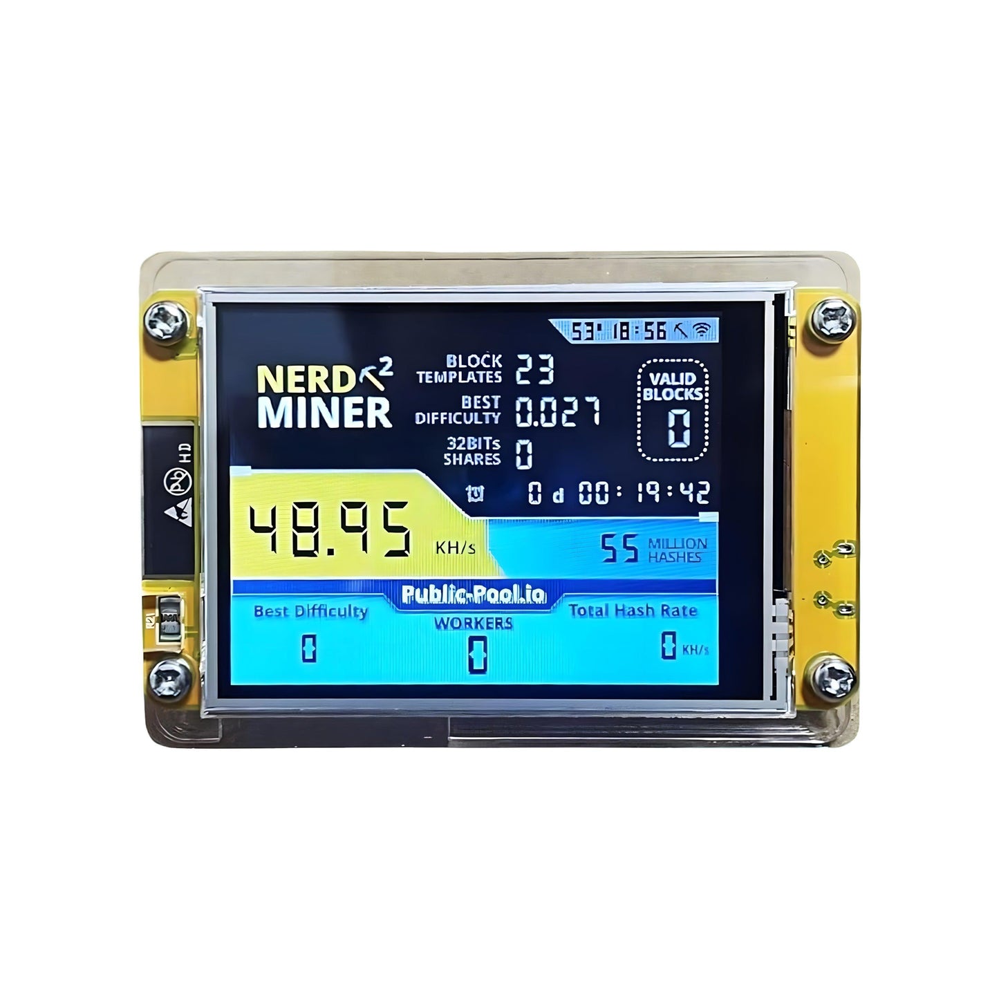 NerdMiner ESP32-2432™ Mini Minerador Bitcoin | 49KH/s