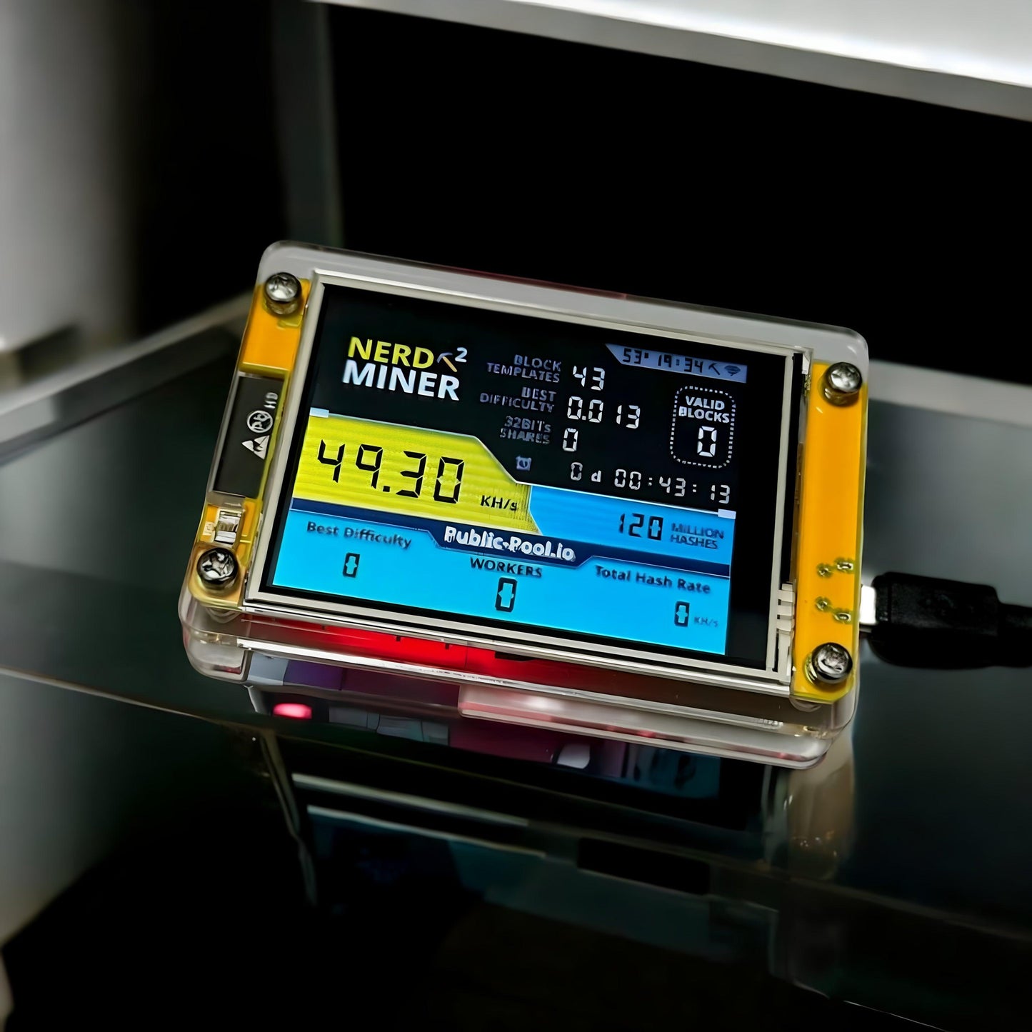 NerdMiner ESP32-2432™ Mini Minerador Bitcoin | 49KH/s